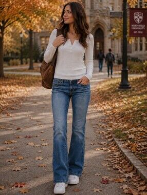 GAP Women's Midwash Long And Lean Flare Jeans Low Rise
